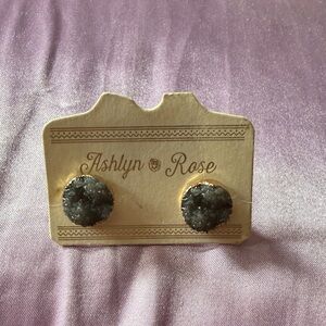 Gray Druzy Stud Earrings